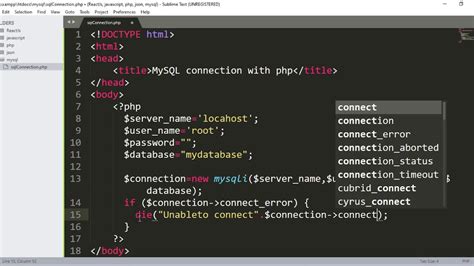 php mysql connect example code