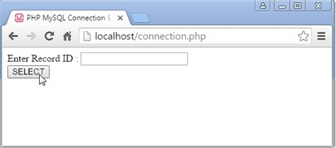 php mysql connect query example