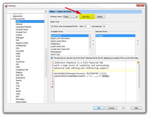 phpstorm change editor font size