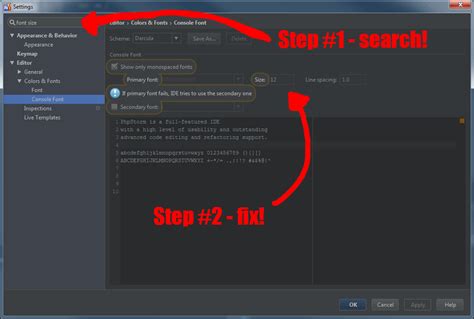 phpstorm change terminal font size