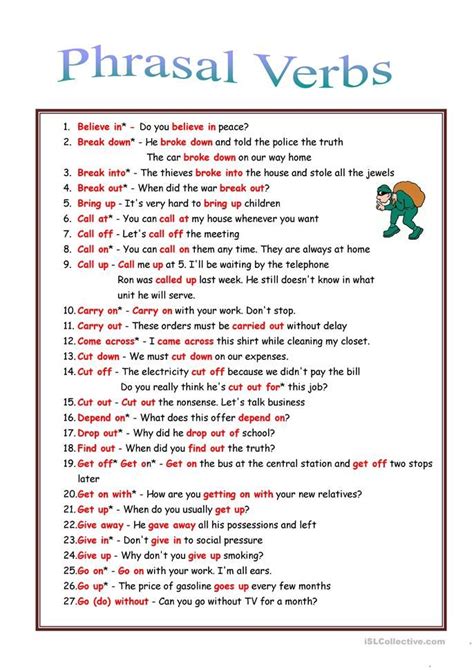 phrasal verbs exercises with answers class 12