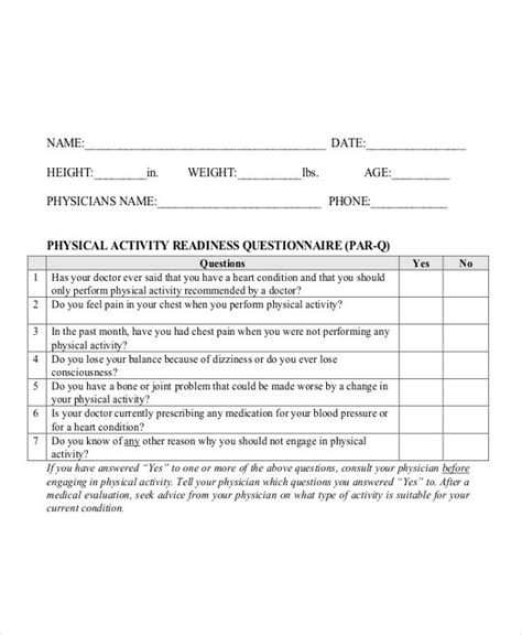 physical activity questions for students