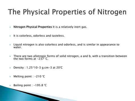Physical properties of oxygen and nitrogen