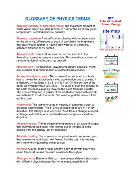 physics terms and definitions