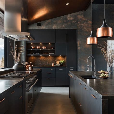 pictures of black kitchens