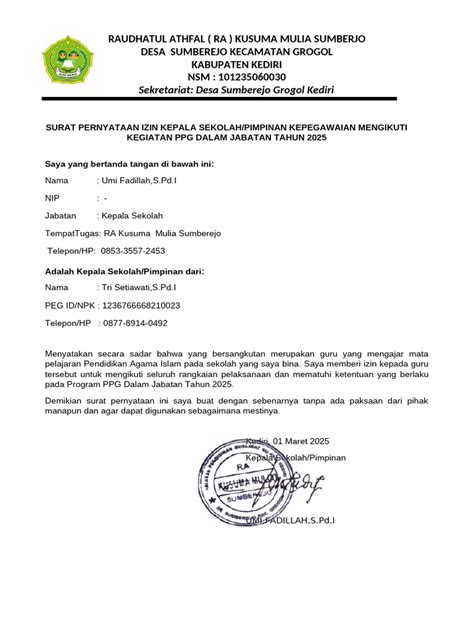 pimpinan setujui izin