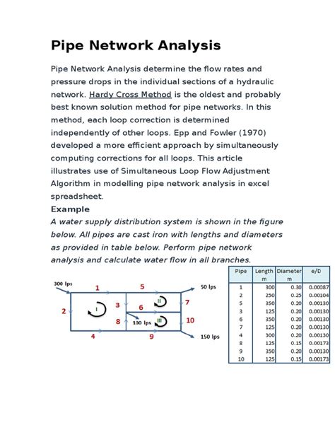 pipe network analysis solved problems pdf