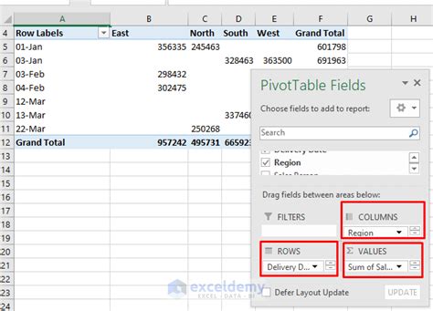 pivot table date range
