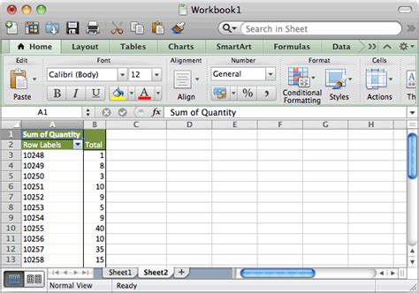 pivot table excel on mac