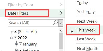 pivot table filter date range by month