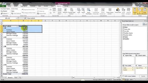 pivot table how to have two columns side by side