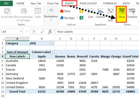 pivot table slicer custom list