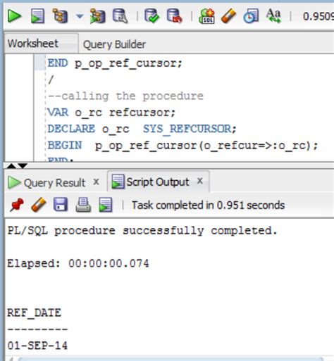 pl sql call procedure with ref cursor