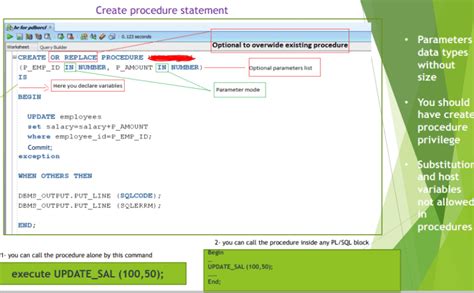 pl sql execute procedure with parameters