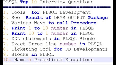 pl sql interview questions and answers for 10+ experience