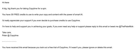 plain text email examples