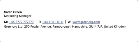 plain text email signature examples