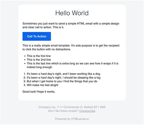plain text html email template