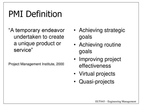 pmi definition of a project