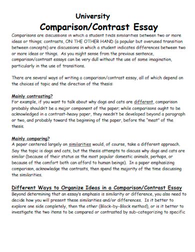 point by point compare and contrast essay example pdf
