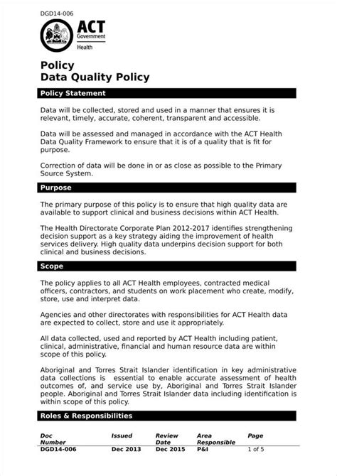 policy document format word