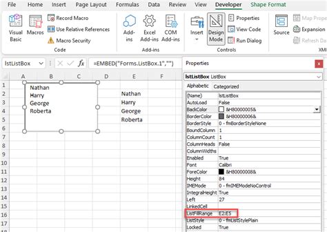 populate listbox vba from range