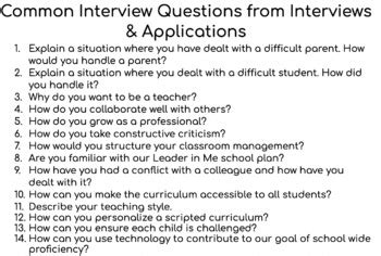 possible interview questions for elementary teachers