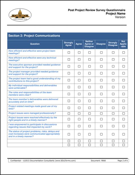 post project survey questions examples