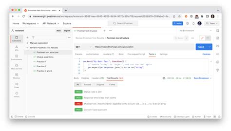 postman examples test