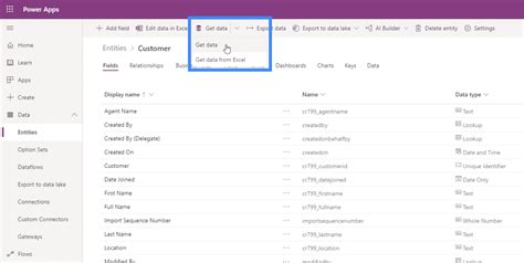 power apps get data from excel