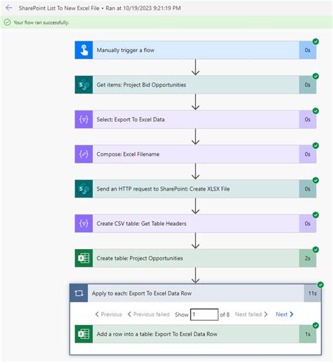 power automate create table in excel file