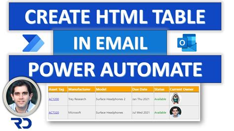power automate format table in email
