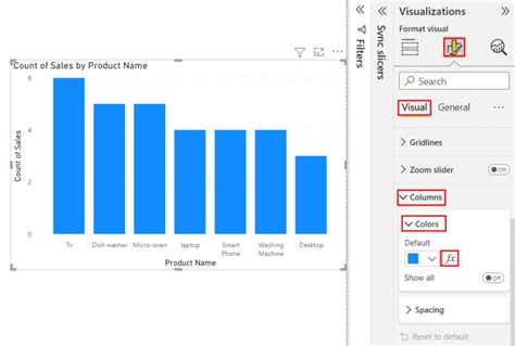 power bi change column chart color based on value
