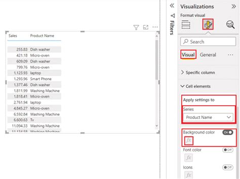 power bi table color based on text value