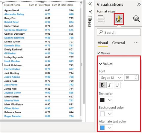 power bi table row color based on text value