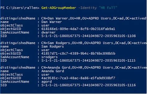 powershell command to export group members