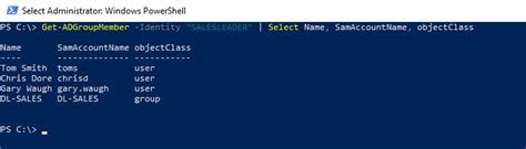 powershell get ad group members samaccountname