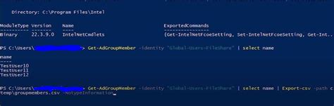 powershell get ad user group membership export to csv