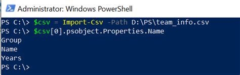 powershell get csv column names