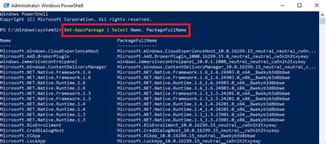 powershell list windows store apps