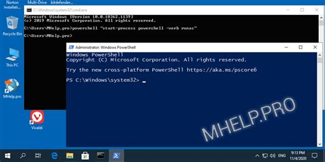 powershell script to run cmd as administrator