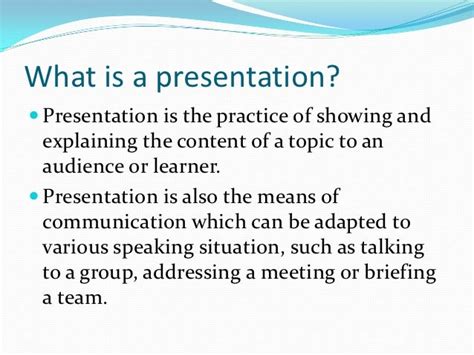 pre presentation meaning