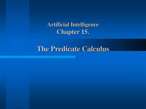 predicate calculus in artificial intelligence