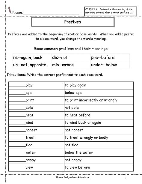 prefix and suffix exercises with answers for grade 4
