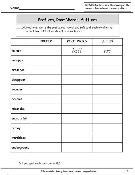 prefix suffix worksheet with answers pdf