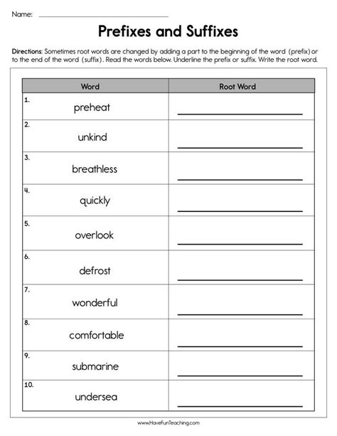 prefixes and suffixes exercises with answers pdf grade 5