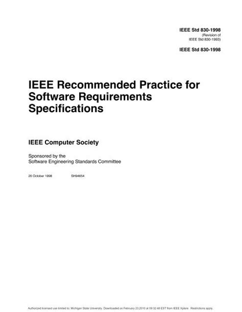 preparation of software requirement specification srs document in ieee format