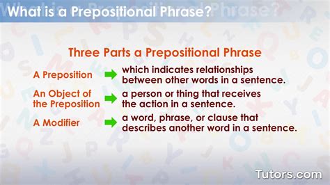 prepositional phrase examples and definition