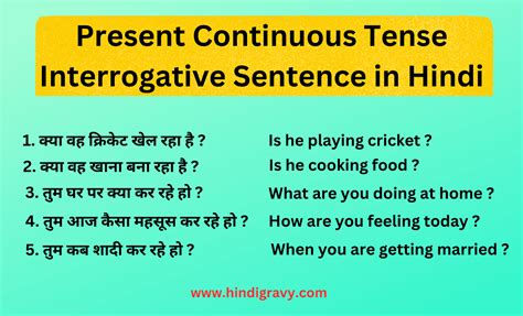 present continuous interrogative negative sentence example in hindi