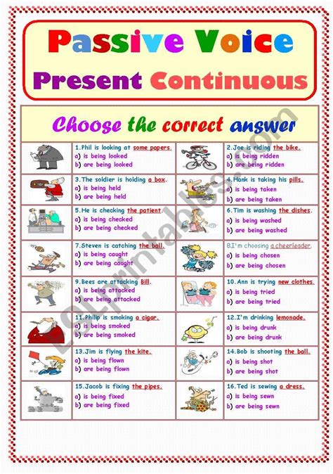 present continuous tense passive voice interrogative examples